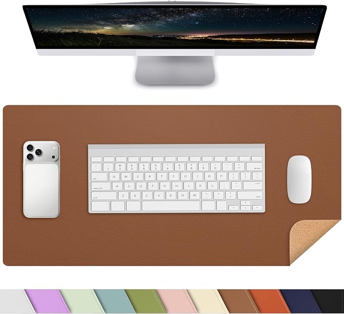 AFIING Leather Desk Mat, 23.6" x 13.8", Desk Pad Protector | Dual-Sided & PU by AFIING