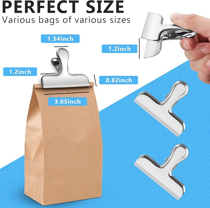 FINDMAG Chip Clips, 20 Pack Metal Bag Clips, Stainless Steel Chip Clip - Image 2