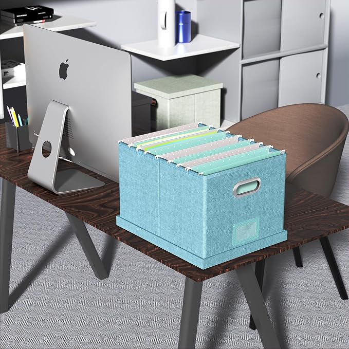 Oterri File Organizer Box with Lid, Portable Hanging File Box - Image 6