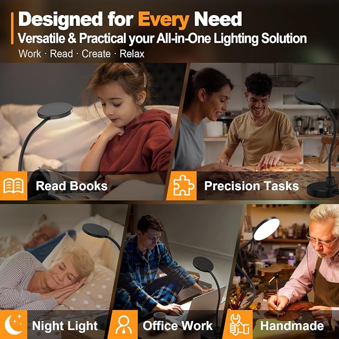 15W LED Desk Lamp with USB Charging Ports – Dimmable Table Lamp with 3 Color - Image 7