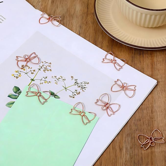 100PCS Rose Gold Paper Clips, Ymapinc Bow Paperclip, Fancy Metal Decorative - Image 4