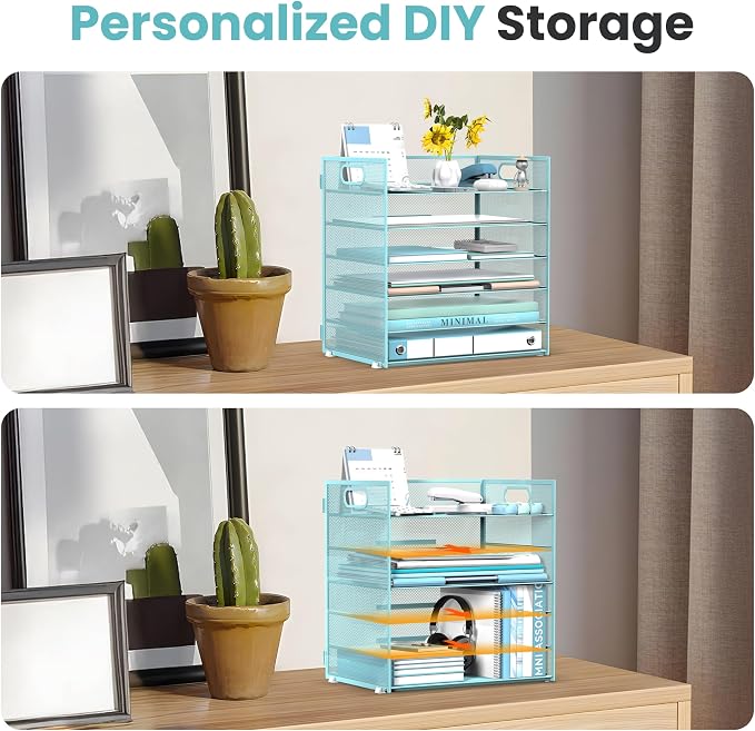 Daltack 6 Tier Paper Organizer for Desk, Paper Letter Tray Organizer for Desks - Image 3