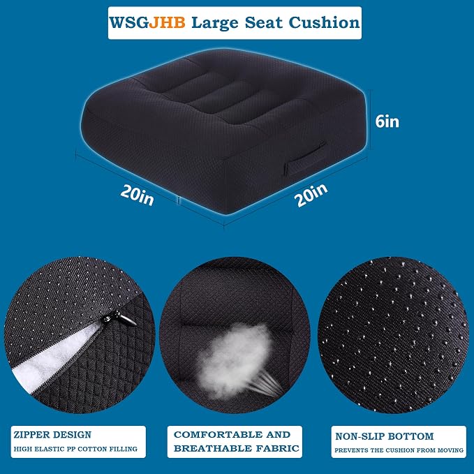 WSGJHB Large Seat Cushion, Extra Thick Booster 20x20x6 inchs, Car Drivers - Image 3