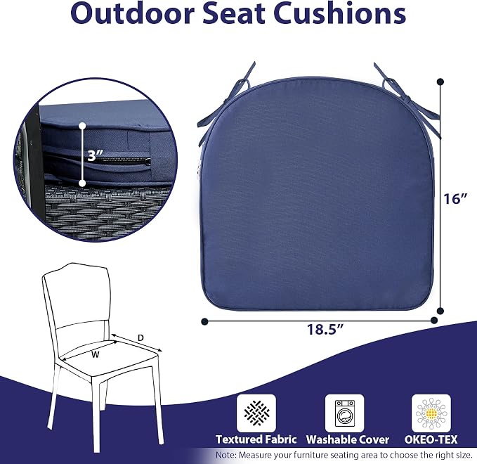 IPYNBAP Outdoor Chair Cushions Set of 4, Waterproof Outdoor Seat Cushions - Image 6