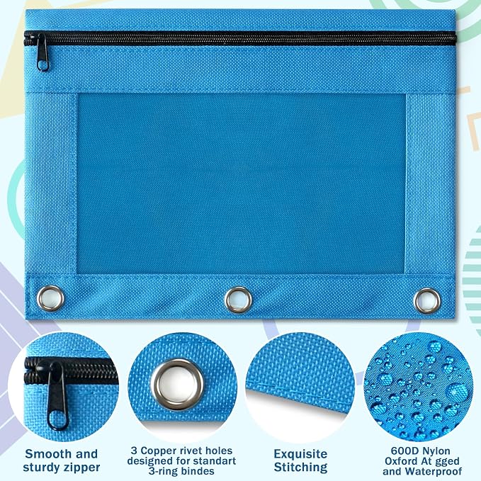 Pencil Pouch for 3 Ring Binder, 48 Pack Bulk Pencil Pouches - Image 3
