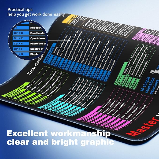 Excel Cheat Sheet Desk pad—Contains 12 Types of Common Skills in Excel and - Image 6