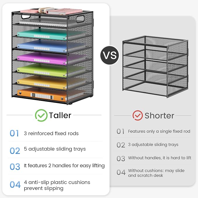 Lavatino 2 Pack 8-Tier Office Desk File Organizer, Letter Tray Paper Organizer - Image 6