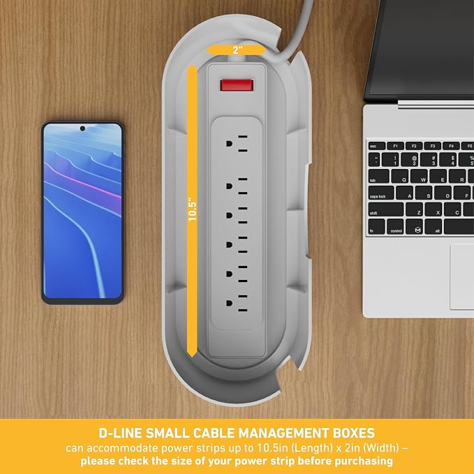 D-Line Cable Management Box, Power Strip Holder, Floor Outlet Hiders, Desk Cord - Image 3