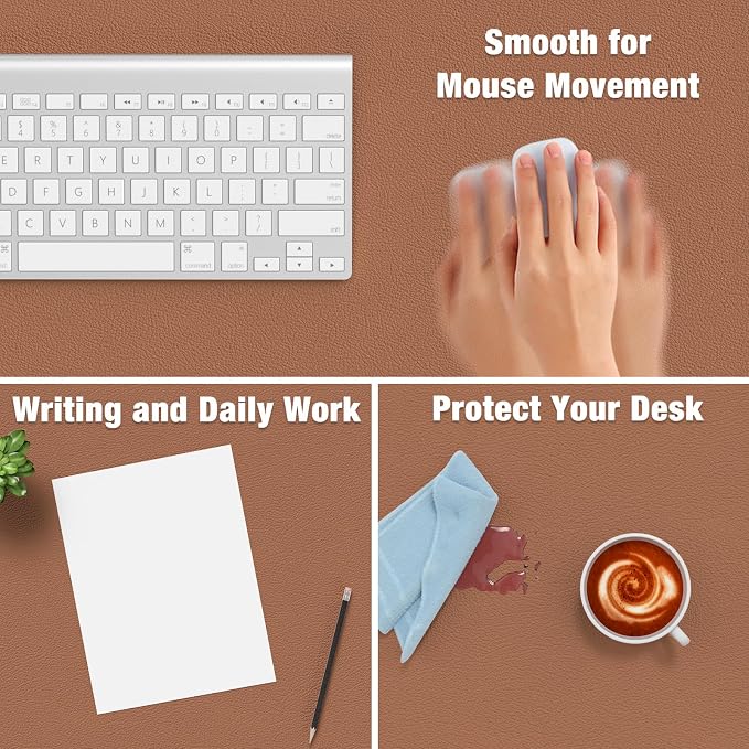 Hsurbtra Desk Pad, 23.6" x 13.8" PU Leather Desk Mat, M Extended Mouse Pad - Image 4