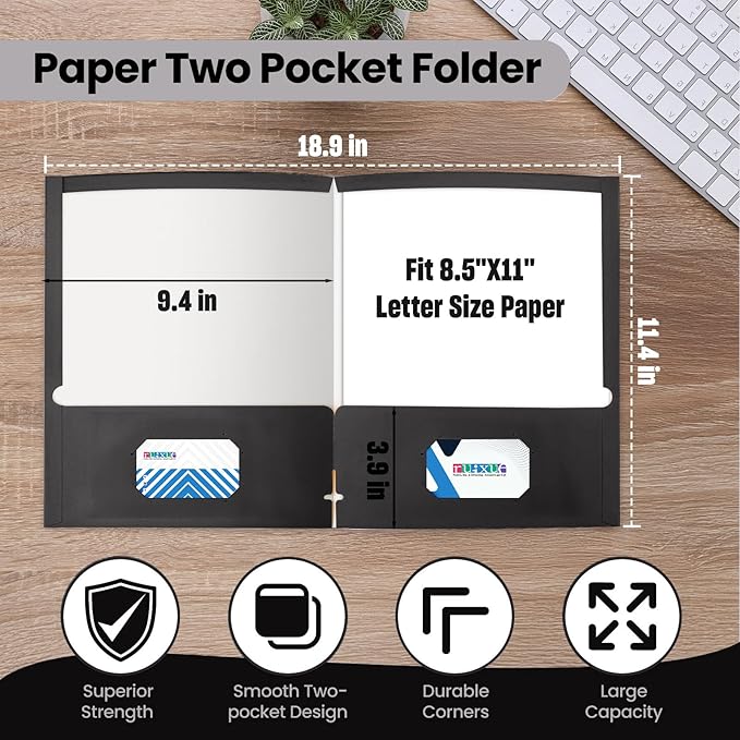 BIBRADAA® 50 Black Folders - Image 2