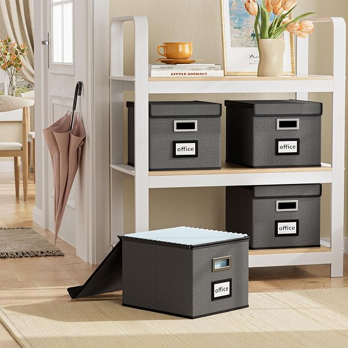 File Organizer Box with Lid, Collapsible File Folder Organizer - Image 2
