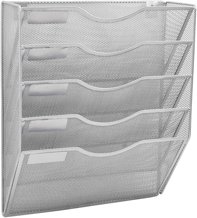 EASEPRES 5 Pocket Mesh Hanging Wall File Organizer, Wall Mounted Mail Paper by EASEPRES