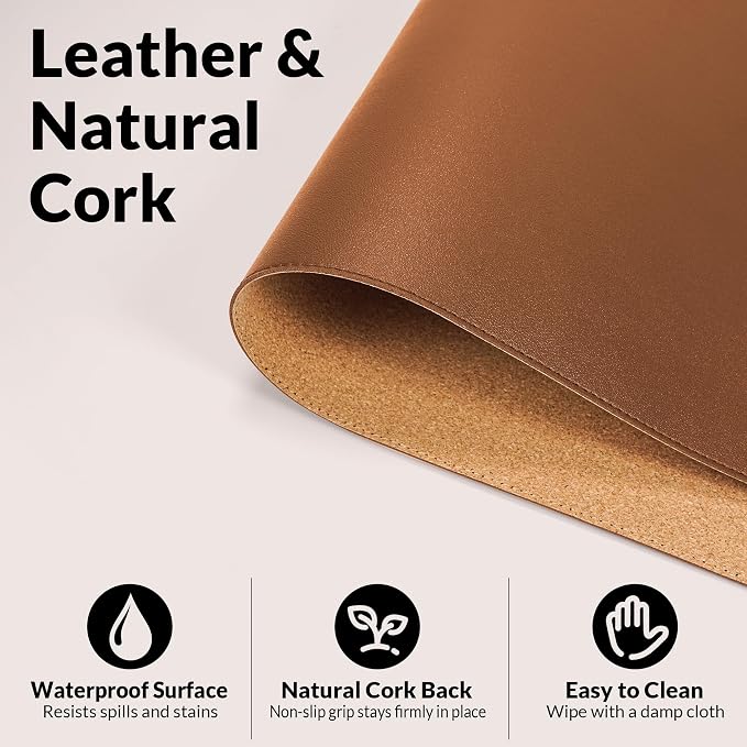 AFIING Leather Desk Mat, 23.6" x 13.8", Desk Pad Protector | Dual-Sided & PU - Image 4