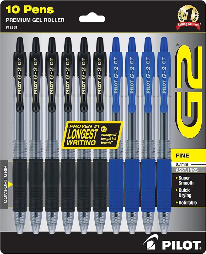 Pilot G2 Premium Refillable & Retractable Rolling Ball Gel Pens, Fine Point by PilotCorporationofAmerica