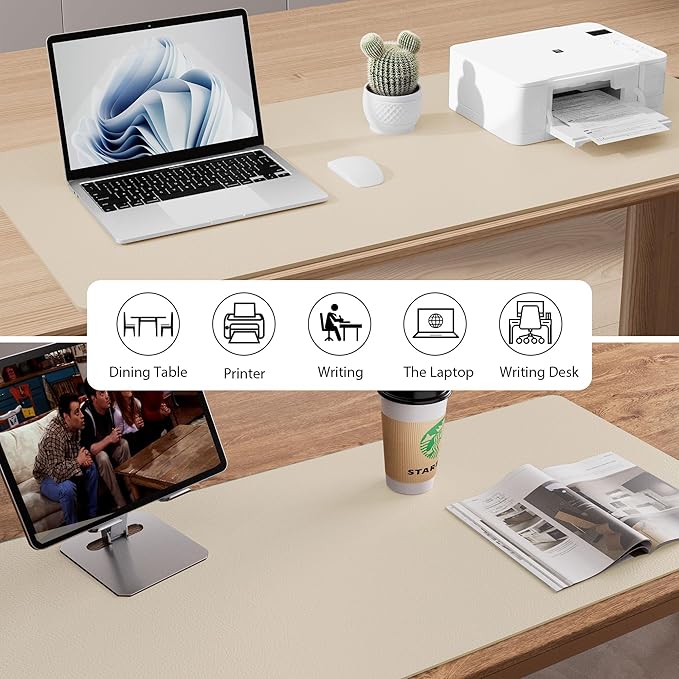 Aothia Leather Desk Pad Protector, Office Mat, Large Mouse Pad, Non-Slip PU - Image 5