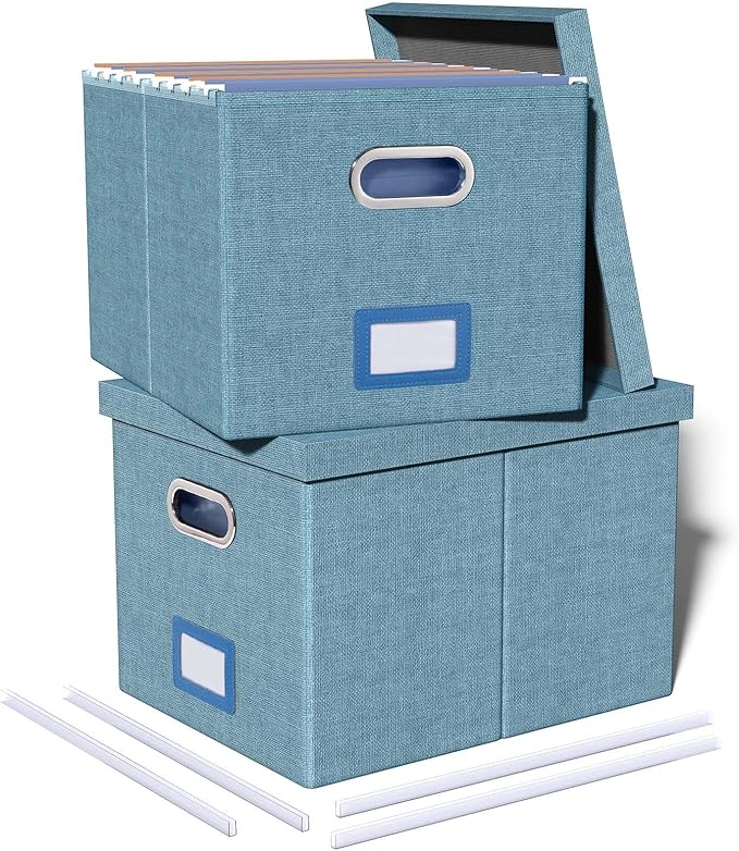 Oterri 2 Pack File Storage Organizer, Filing Box, Portable File Box by Oterri