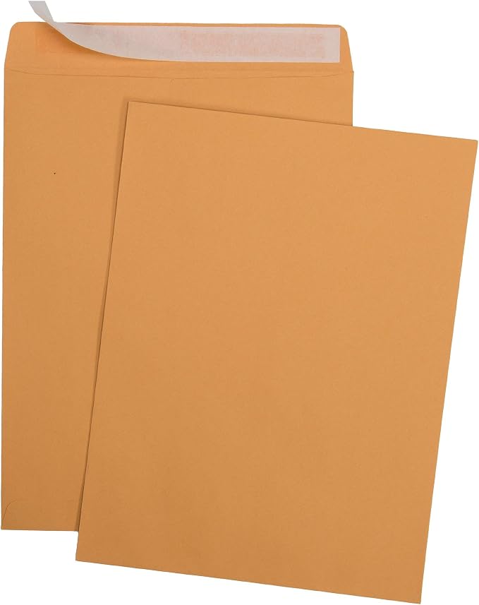 Aimoh 100 10 x 13 Self-Seal Brown Kraft Catalog Envelopes - 28lb - Image 2