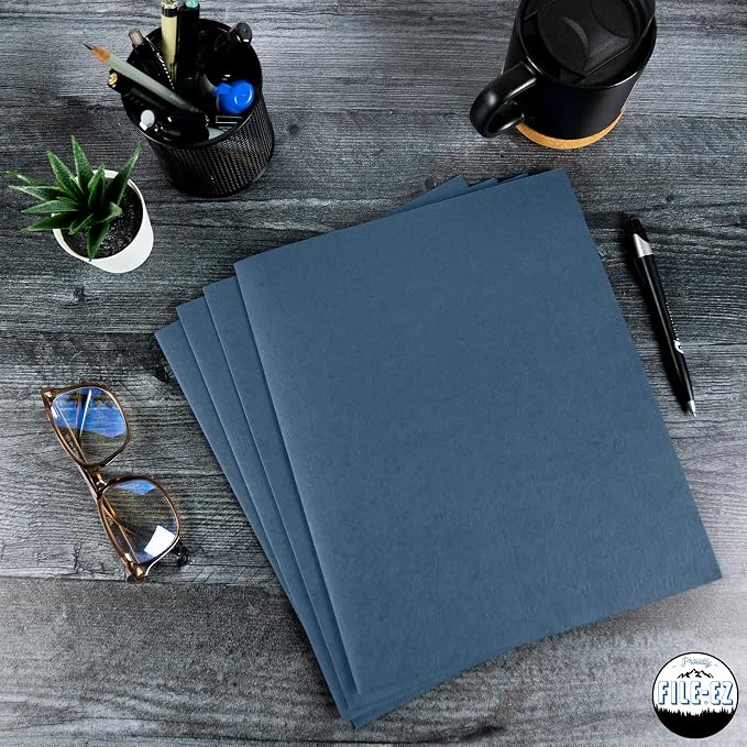 FILE-EZ Two-Pocket Folders, Dark Blue, Textured Paper, Letter Size - Image 7
