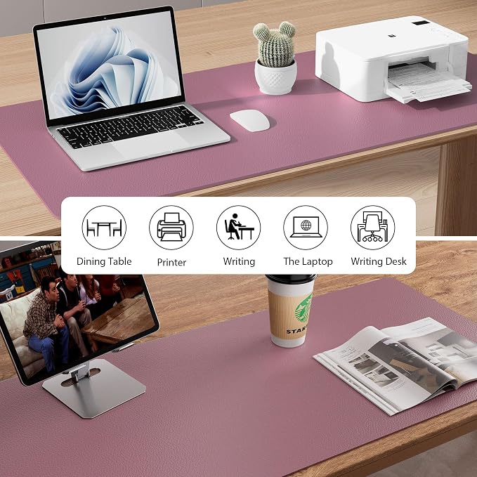 Aothia Faux Leather Desk Mat – Large Mouse Pad, Non-Slip PU Leather Blotter - Image 8