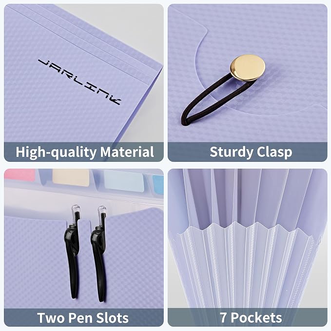 JARLINK 7 Pockets Expanding File Folder, A4 Size Accordion File Folders - Image 7