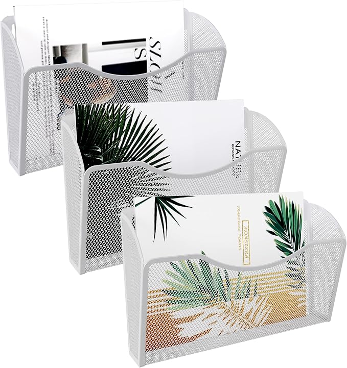 EasyPAG Wall File Organizer 3 Pack, Hanging File Organizer Wall Mount, Metal by EasyPAG
