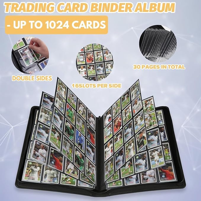 16-Pocket Business Card Binder holds 1024 Cards, Premium Diamond Texture PU - Image 5