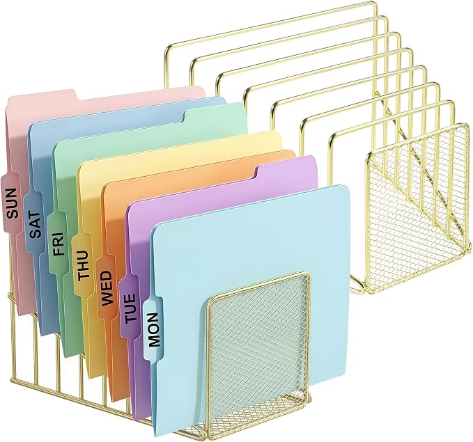 2 pcs Incline File Sorter, 7 Slot Magazine Holder by SIMMERSTONE