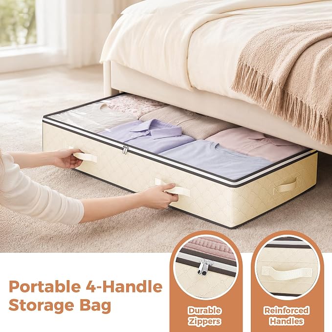 90L Under Bed Storage Containers, Closet Organizers and Storage Bins, Foldable - Image 5