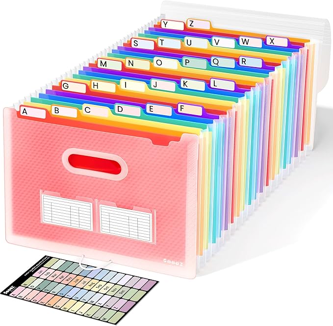 Sooez 26-Pocket Accordion File Organizer, Upgraded Expanding File Folder by Sooez
