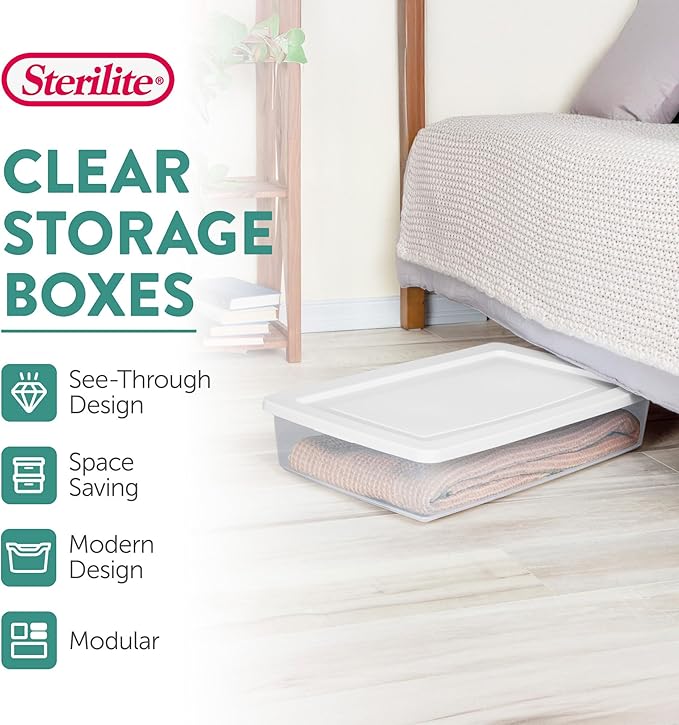 Sterilite 24-Pack 41 Quart Storage Box, Stackable Clear Plastic Bins - Image 3