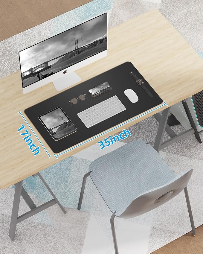 Leather Desk Pad Blotter, Mouse Pad, Office Desk Mat, Non-Slip PU Leather Desk - Image 7