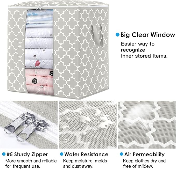 WISELIFE Storage Bags 2 Pack/100L Large Blanket Clothes Organization and - Image 2