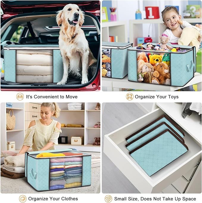 Budding Joy 90 L Large Storage Bags, 6 Pack Clothes Storage Bins Foldable - Image 5
