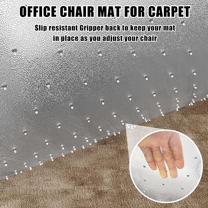 Office Chair Mat for Carpet Floors, Sturdy PVC Computer Chair Mats Anti-Slip - Image 2