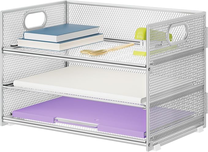 Marbrasse 3 Tier Paper Organizer Letter Tray, Mesh File Organizer by Marbrasse