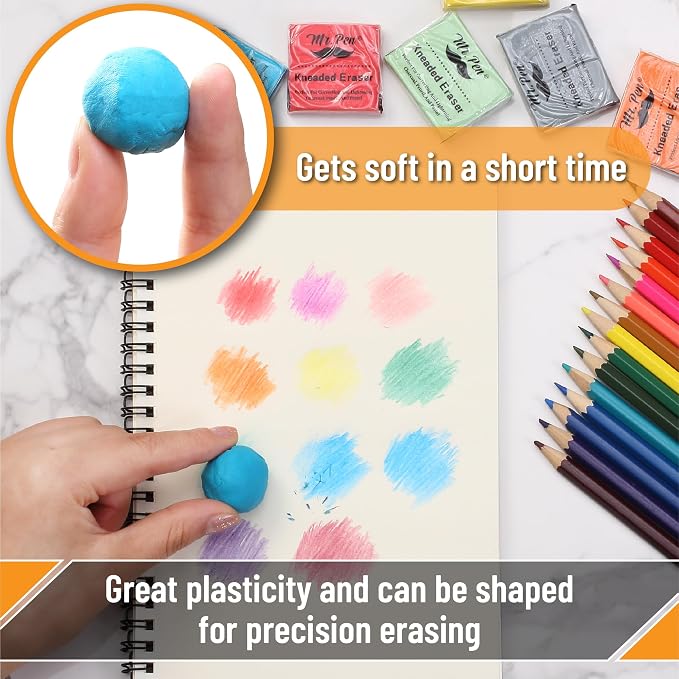 Mr. Pen- Kneaded Erasers, 1.37"x1.57", 18 Pack, Colorful | Soft Moldable Art - Image 3