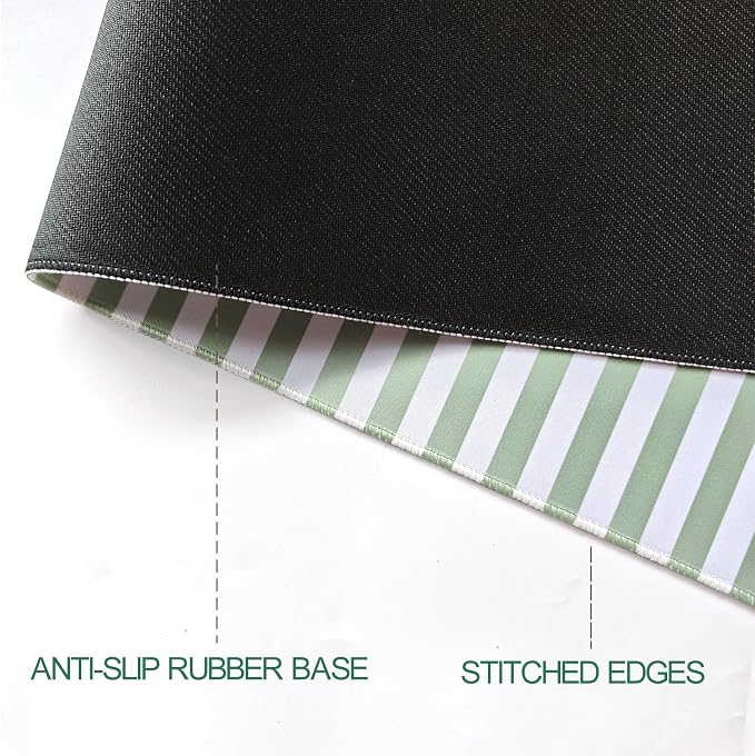 Sage Green Striped Desk Mat Cute Pastel XXL Large Gaming Mouse Pad Desk Pad - Image 5