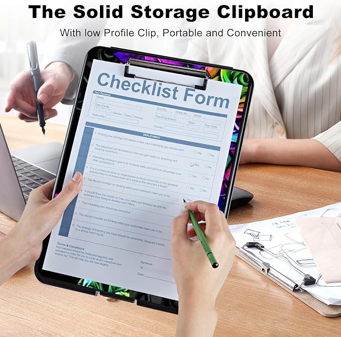 Plastic Storage Clipboard with Low Profile Clip, Heavy Duty Foldable Nursing - Image 4