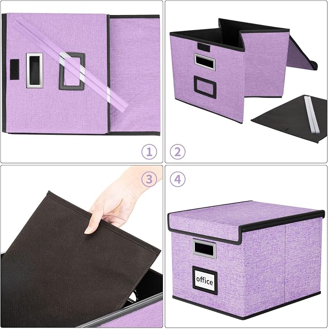 File Organizer Box with Lid, Collapsible File Folder Organizer - Image 7