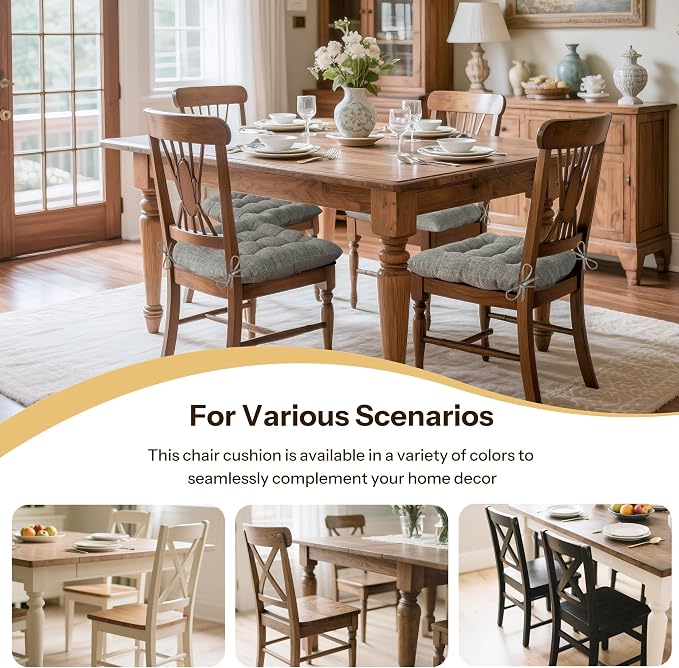 Non Slip Chair Cushions for Dining Chairs Set of 4 Kitchen Chair Cushions - Image 6