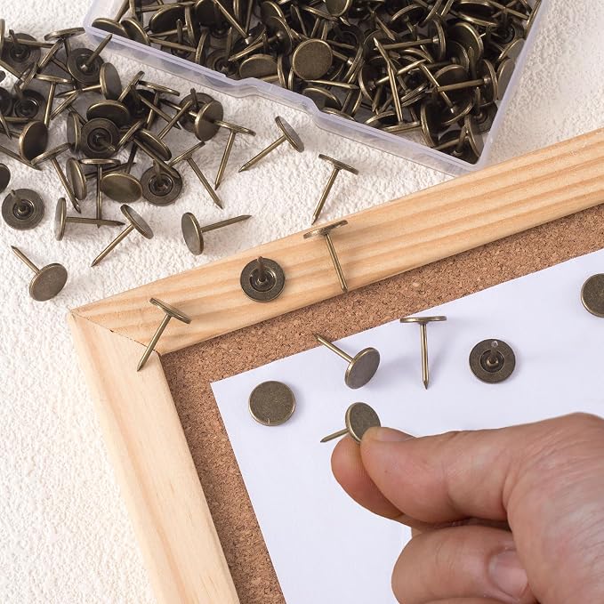 180pcs Flat Head Thumb Tacks for Wall, Bronze Pins, 0.4 x 0.6 in | Heavy Duty - Image 3