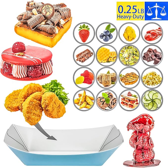 200 Pack Colorful 1/4Lb Paper Food Boat Trays Disposable Small Paper Boats - Image 7