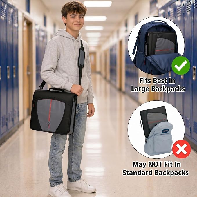Case-it Mighty Zip Tab School Zipper Binder | 3-Inch O-Rings, 600-Sheet Capacity - Image 7