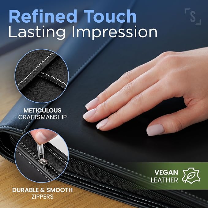 STYLIO Zipper Padfolio Portfolio Binder Organizer | Faux Leather Portfolio - Image 4