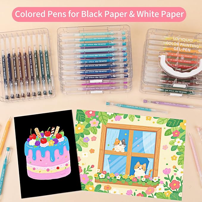 Gel Pens For Coloring, 45 Pack Colored Pens for Black Paper & White Paper - Image 2