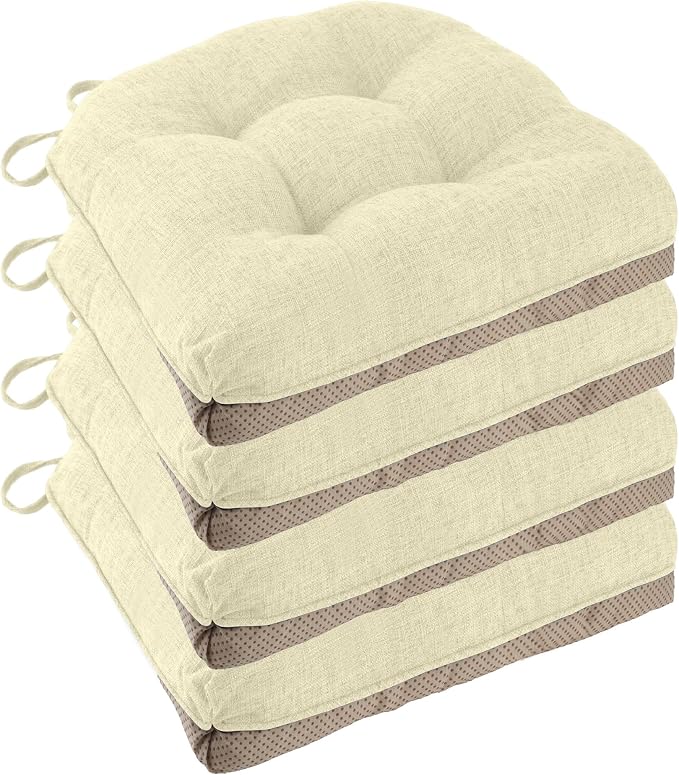 Non Slip Chair Cushions for Dining Chairs Set of 4 Kitchen Chair Cushions by FlyGulls