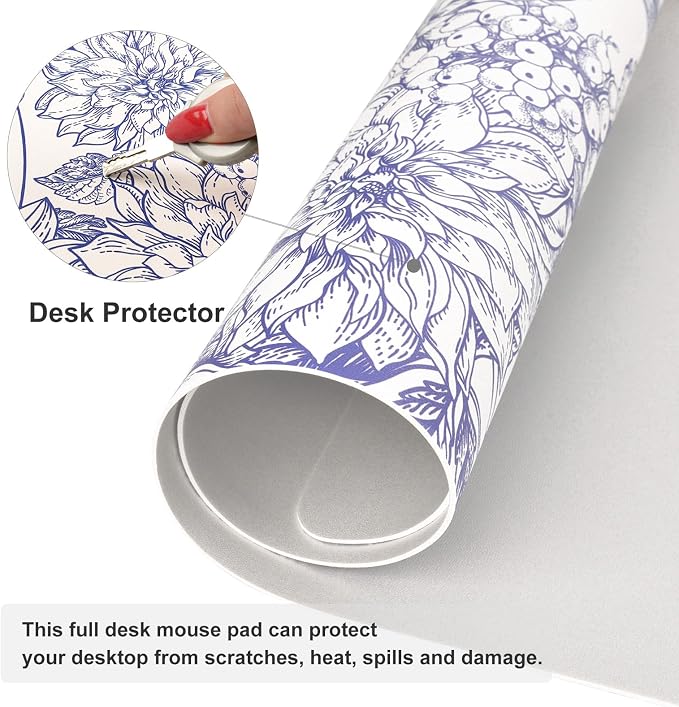 Colorful Star Large Mouse Pad, Floral Desk Mat Office Supplies, Waterproof Faux - Image 4