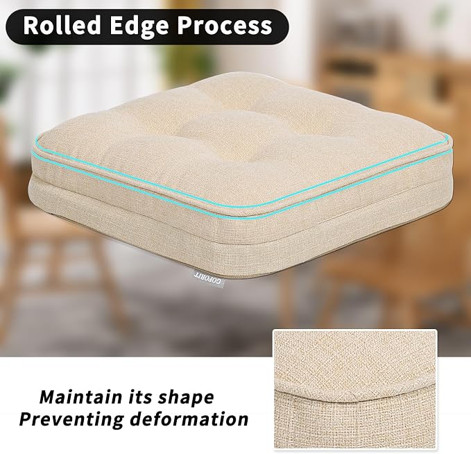 GOFORIT Chair Cushions, Tufted Shredded Memory Foam Chair Pads, Non-Slip Seat - Image 5