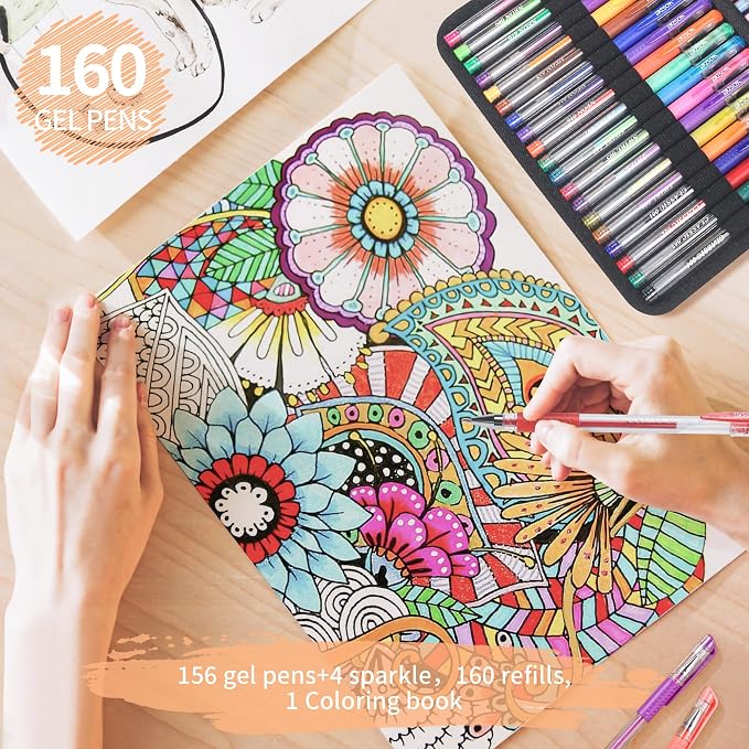 320 Pack Gel Pens for Adult Coloring Book, 160 Colors Artist Pens Include 156 - Image 4