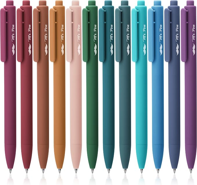 Mr. Pen- Retractable Gel Pens, 12 Pack, Dark Vintage Ink, Fine Point 0.7mm | by MrPen